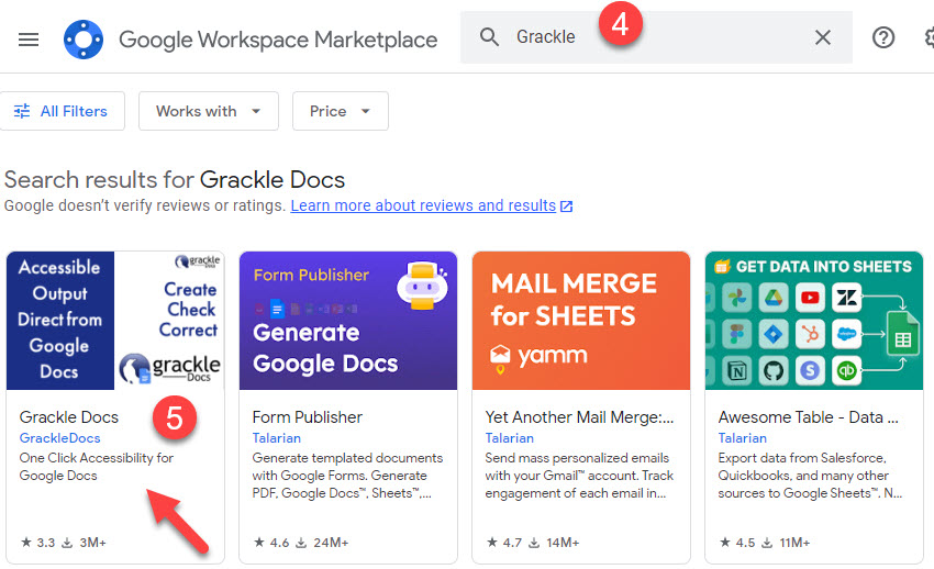 Search Grackle then select it