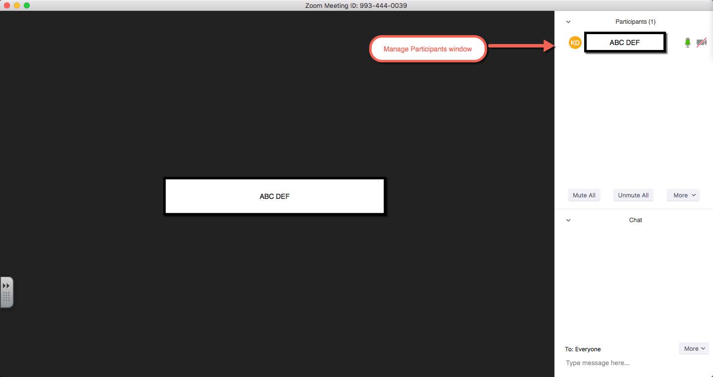 Manage participants panel