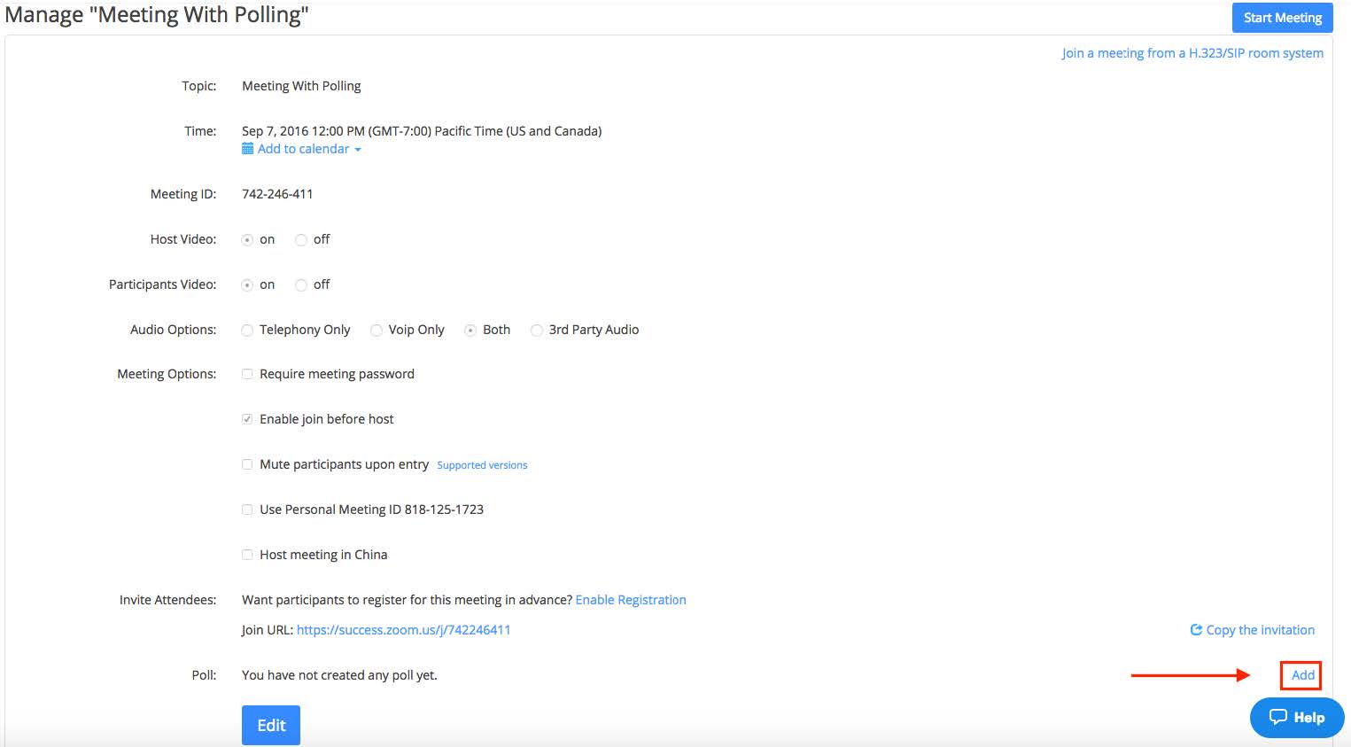 Meeting management panel