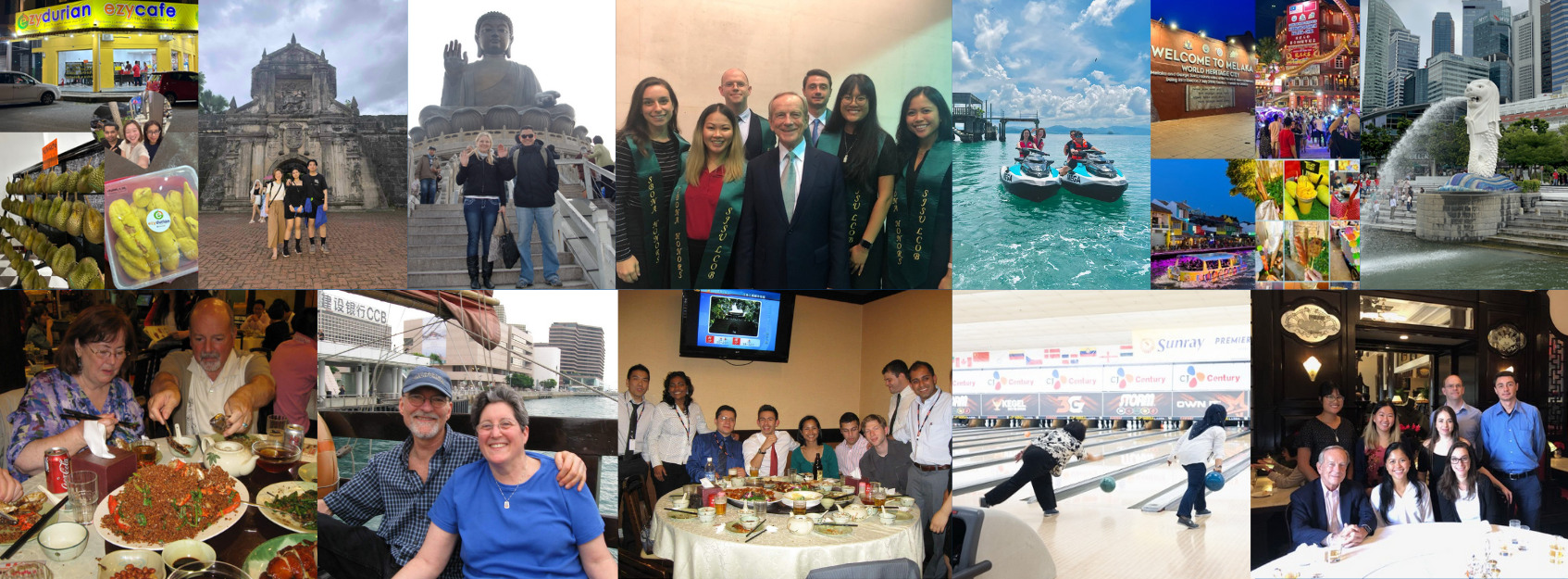 A vibrant collage showcasing students immersed in diverse cultural experiences during their internships.