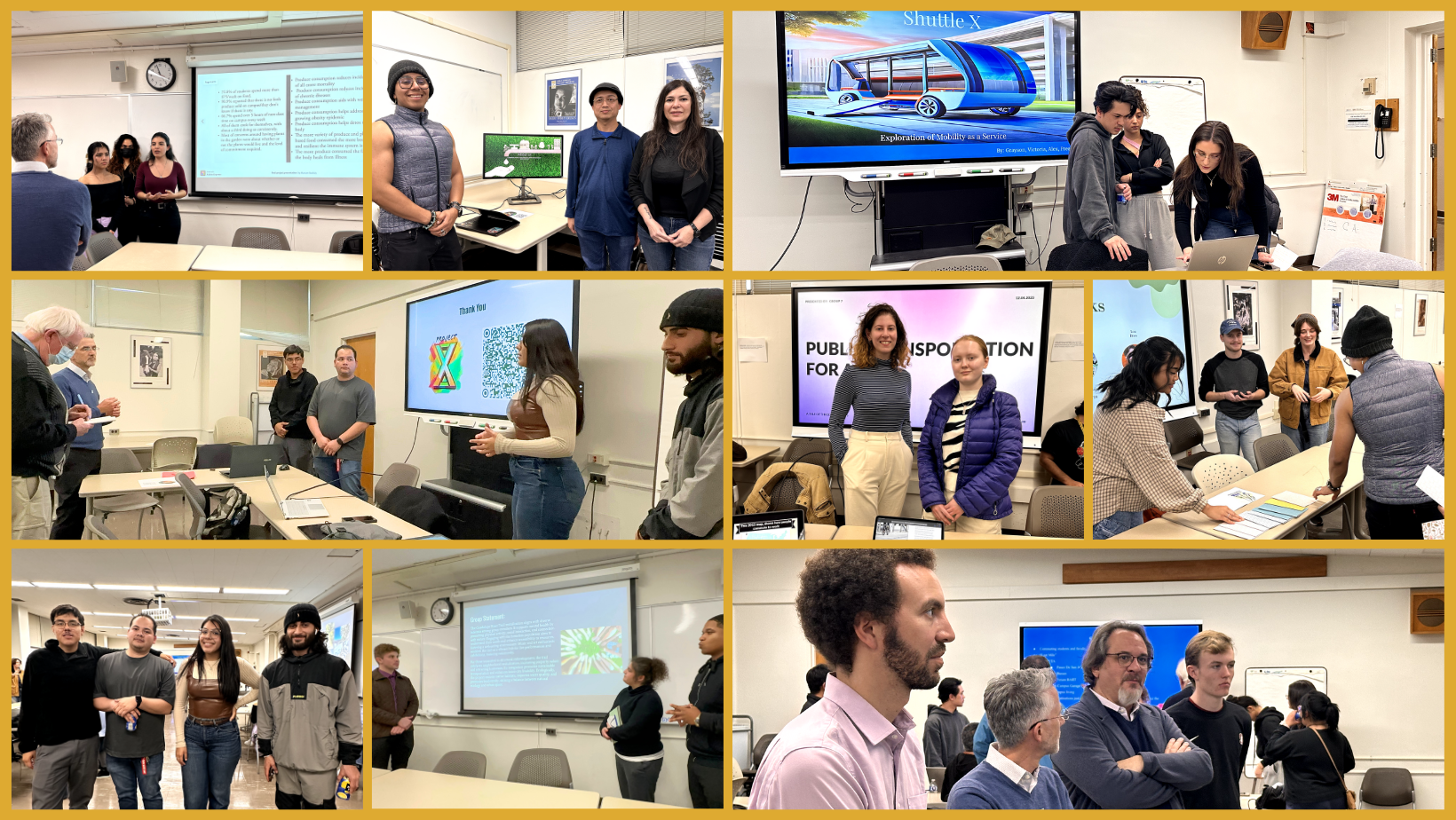 A photo collage of the HonorsX students presenting at the EcoVision event in Fall 2023.