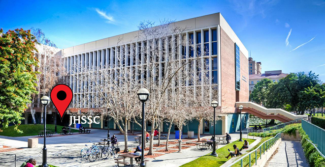 Jack Holland Student Success Center (JHSSC) BBC with a pin.